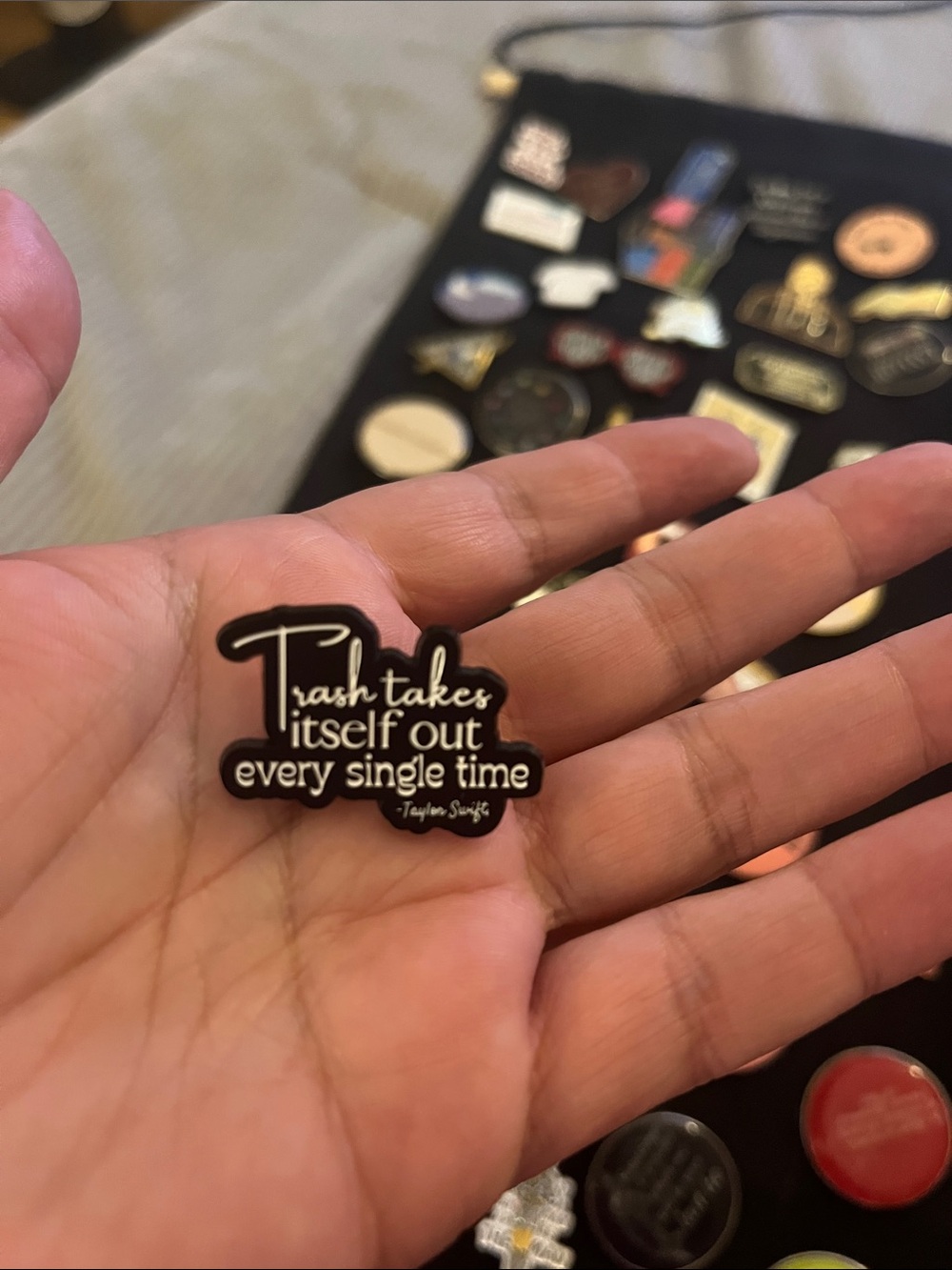 Taylor Swift Quote Enamel Pin - Black